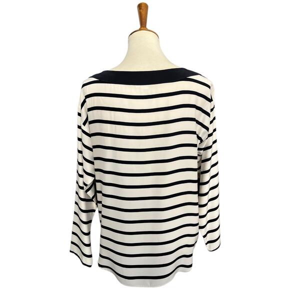 Vintage Ann Taylor Striped 100% Silk Preppy Quiet Luxury Workwear Blouse Size L - Picture 5 of 6